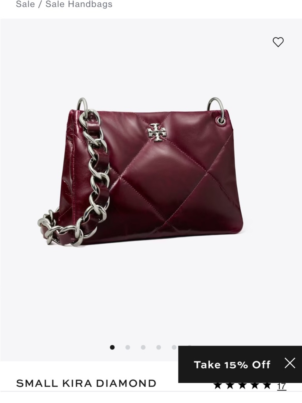 Tory Burch Kira Diamond Quilted Shoulder Bag in Deep Carmine